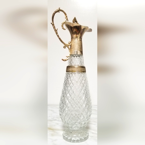 Made in Italy Other - Vintage Silver Plate F. lli Beccaro Acqui Crystal Claret Pitcher Carafe